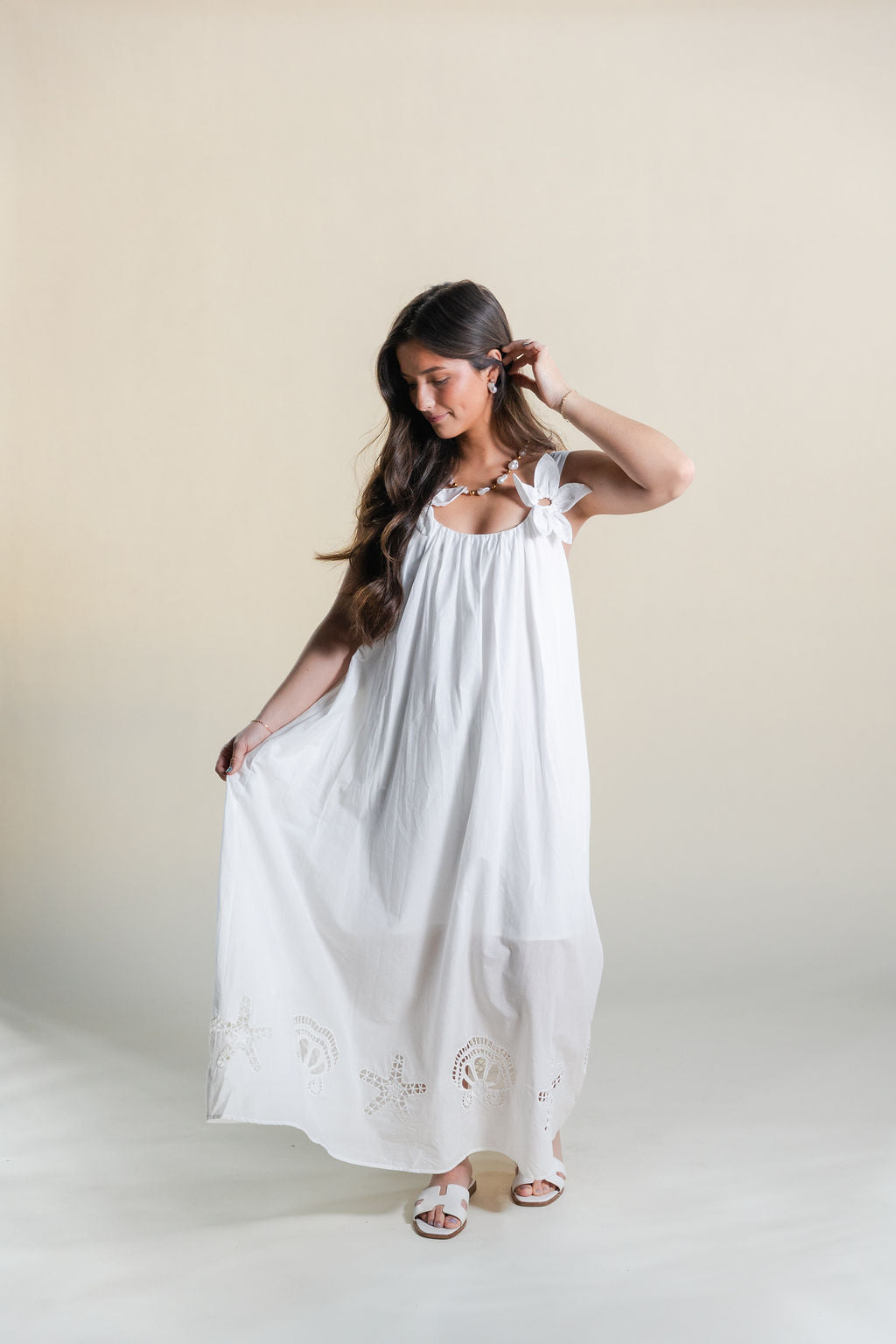 Embroidered Floral Detail Maxi Dress