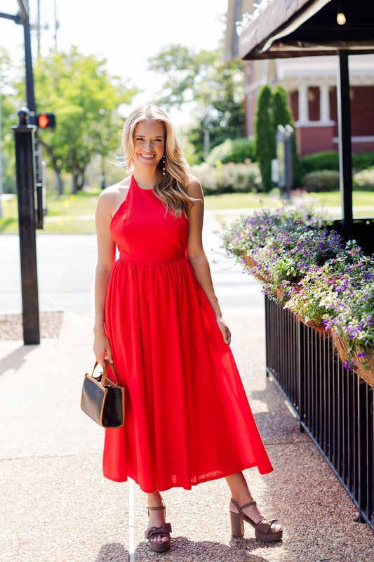Linen Halter Midi Dress