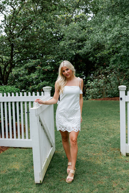 Linen Embroidered Mini Dress