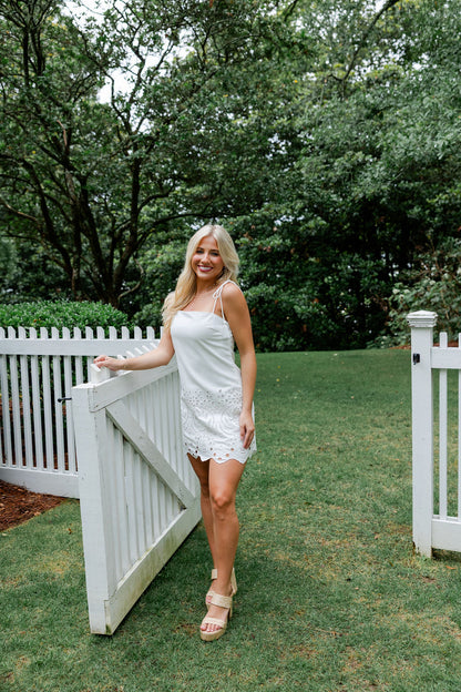 Linen Embroidered Mini Dress
