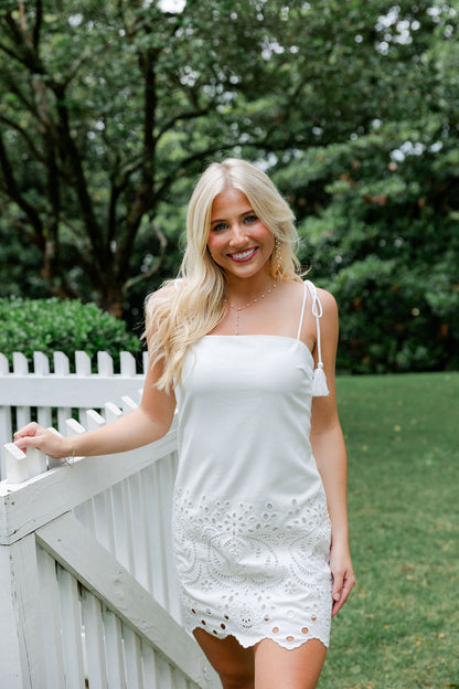 Linen Embroidered Mini Dress
