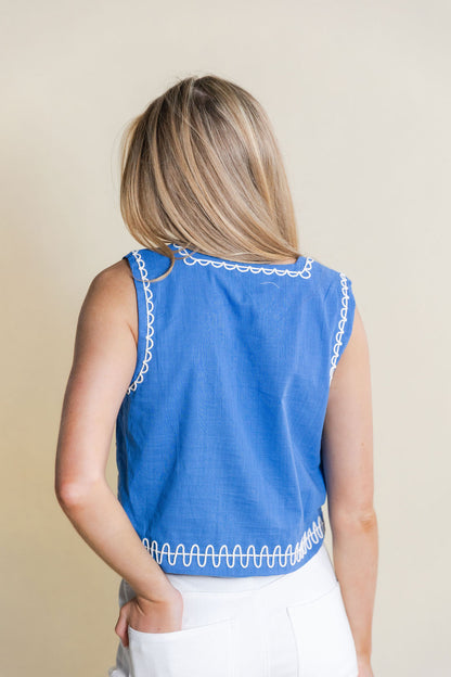 Embroidered Sleeveless Top