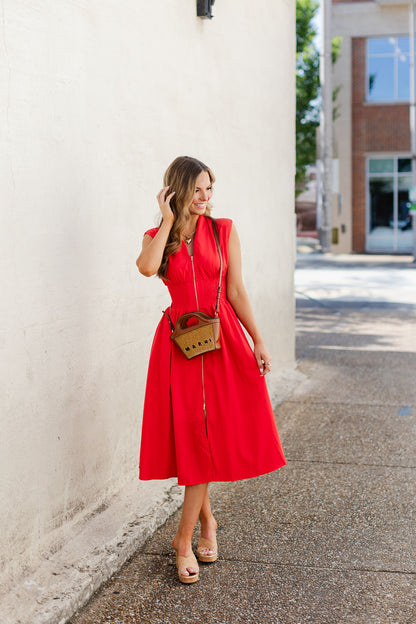 Midi Dress with Front Zipper