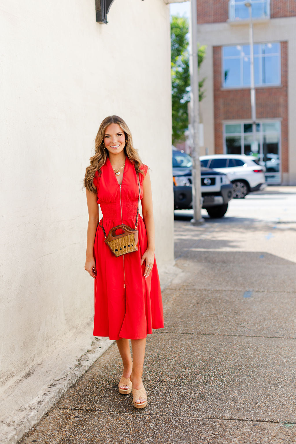 Midi Dress with Front Zipper