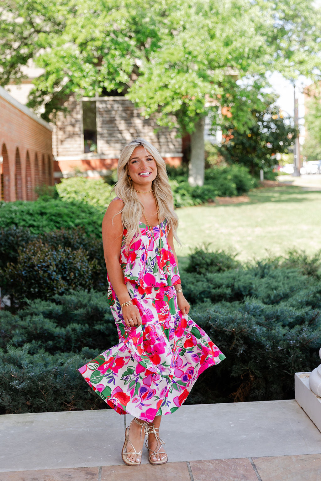 Pleated Floral Print Top