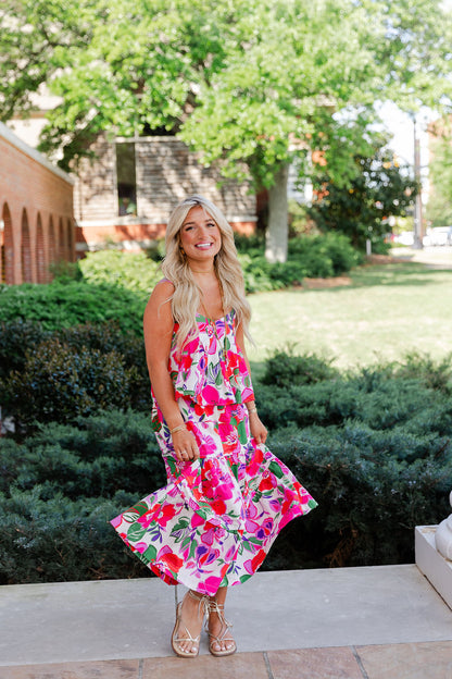 Pleated Floral Print Top