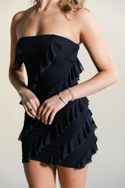 Frilled Tube Mini Dress