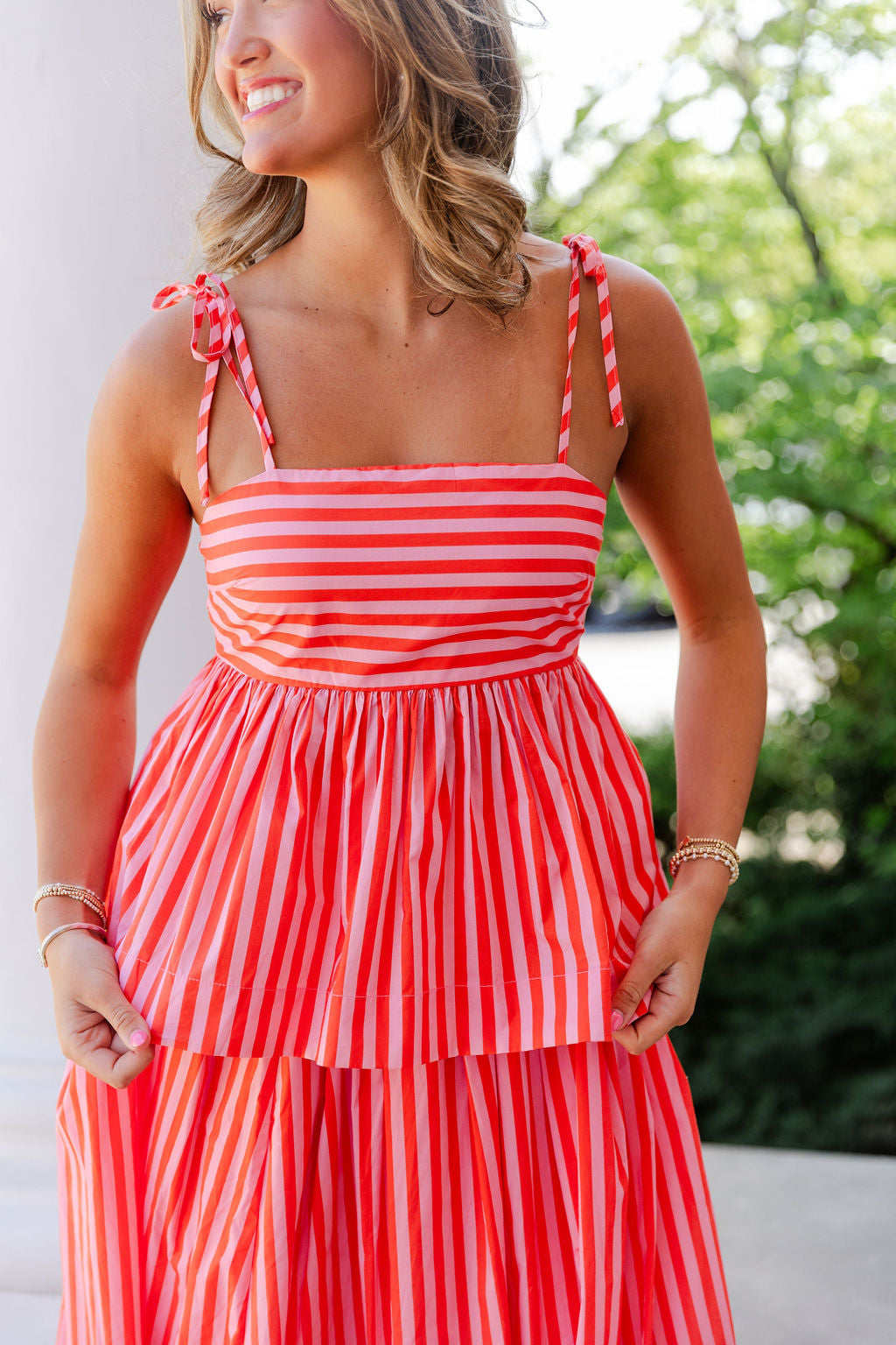 Striped Tie Strap Top