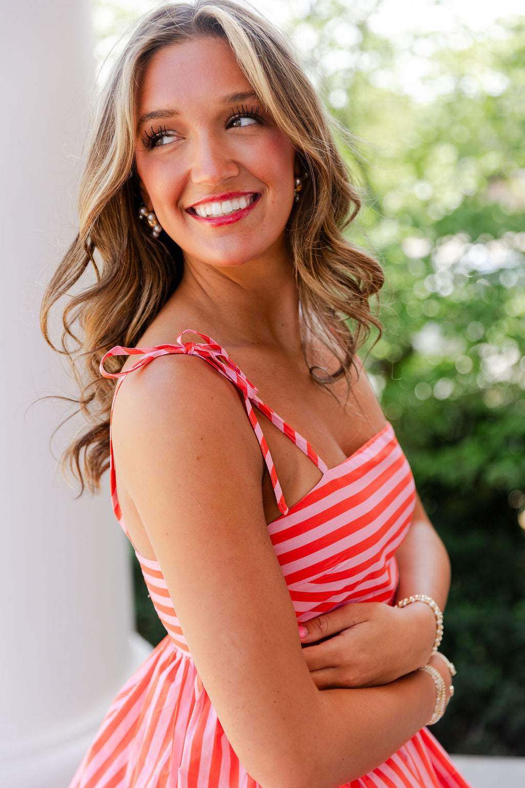 Striped Tie Strap Top