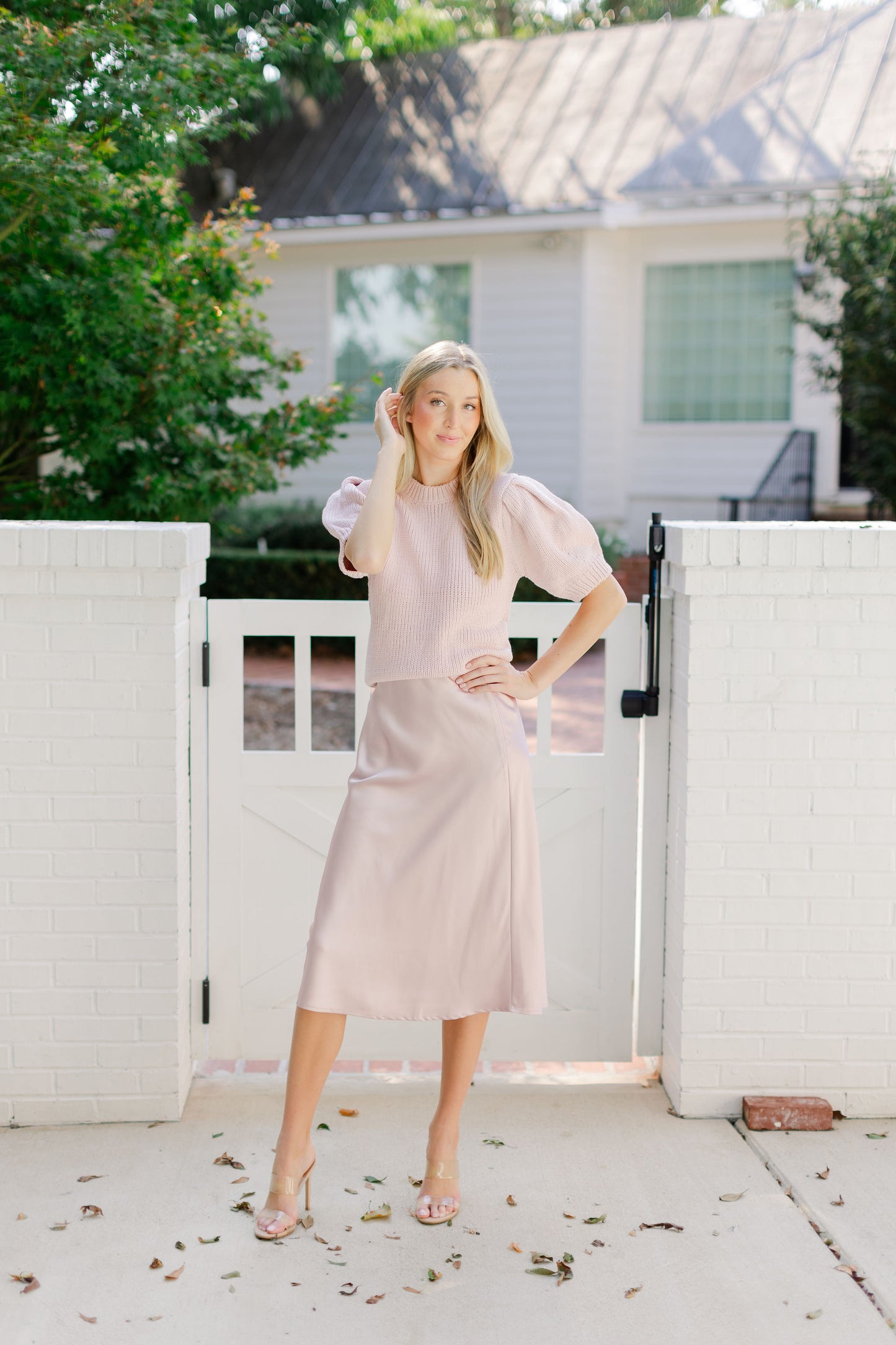 SATIN MIDI SKIRT