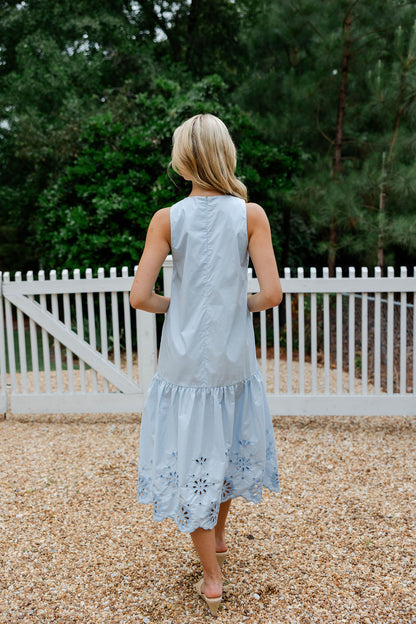 Eyelet Embroidered Hem Midi Dress