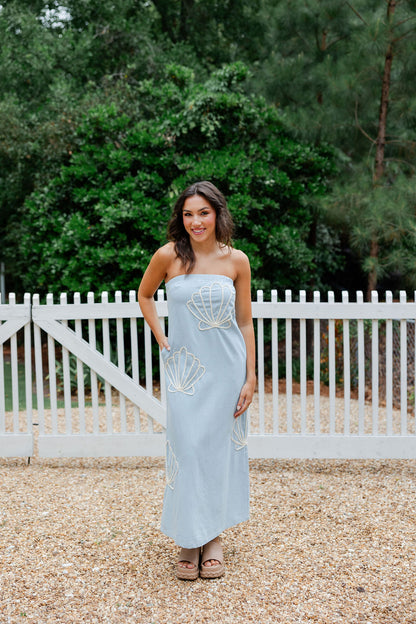 Seashell Embroidered Tube Dress