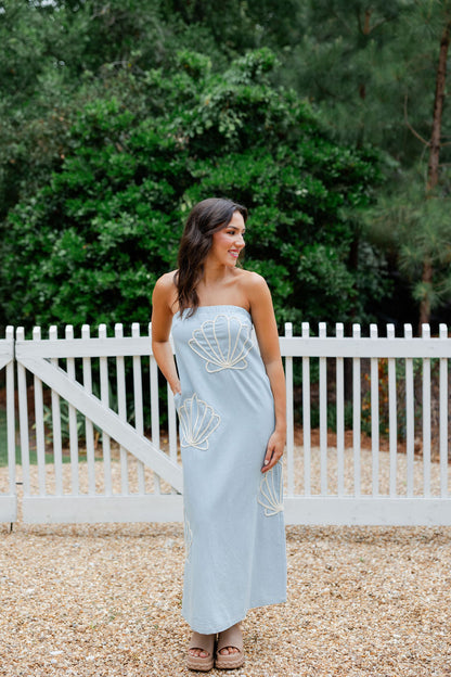 Seashell Embroidered Tube Dress