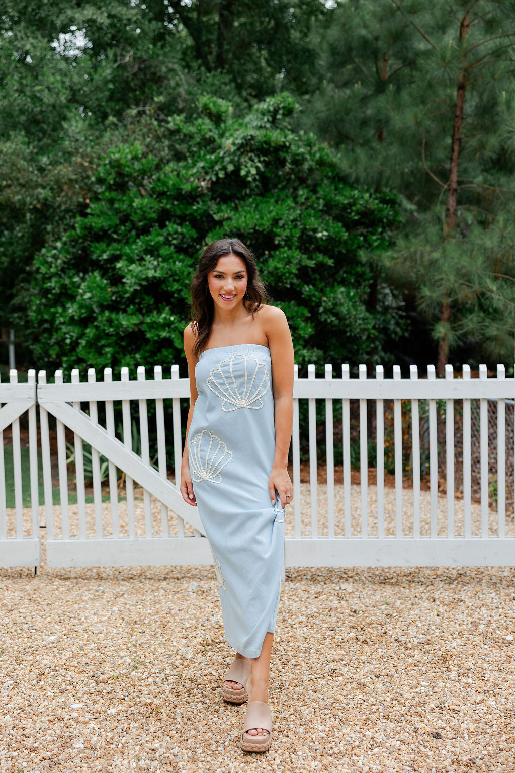 Seashell Embroidered Tube Dress
