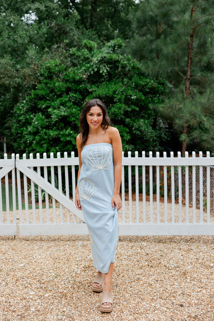 Seashell Embroidered Tube Dress