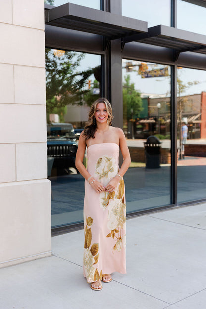 Whispers in Bloom Strapless Tie Back Dress