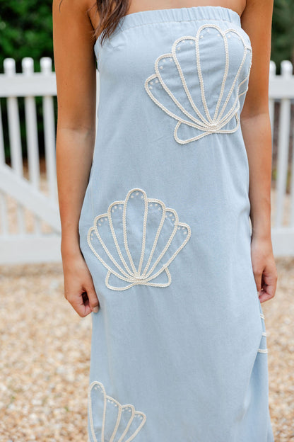 Seashell Embroidered Tube Dress