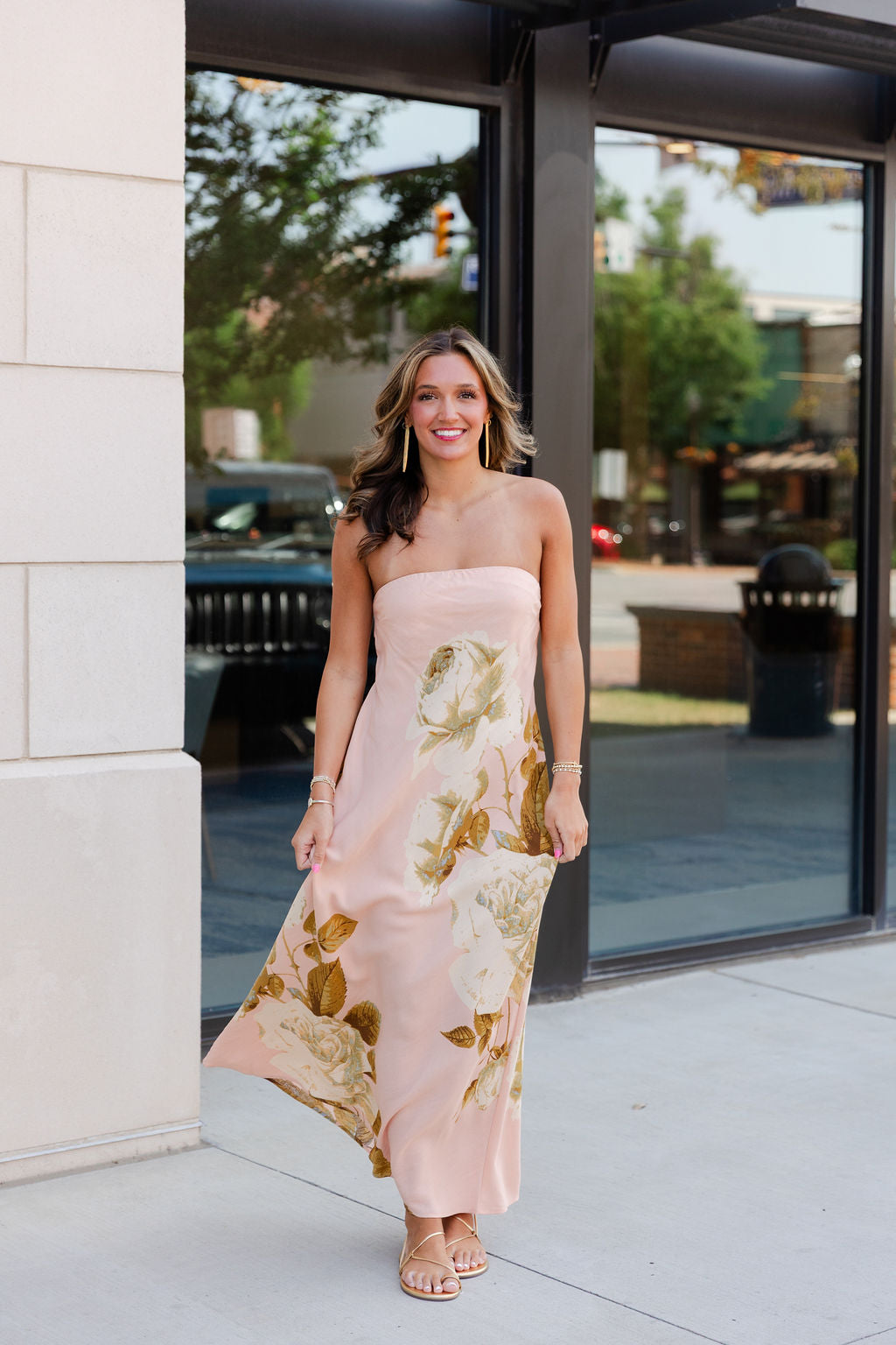 Whispers in Bloom Strapless Tie Back Dress