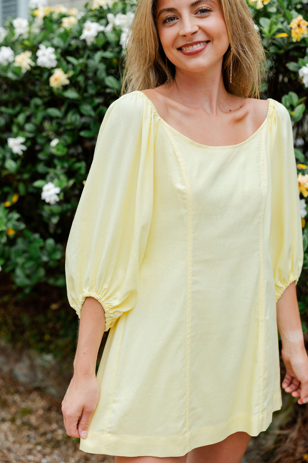 Open Back Puff Sleeve Dress