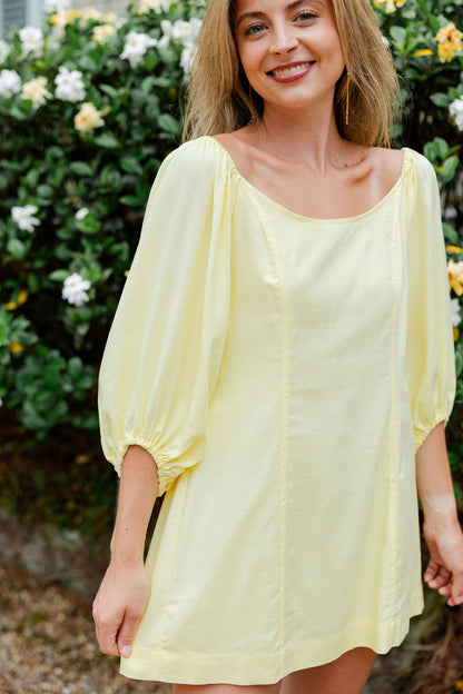 Open Back Puff Sleeve Dress