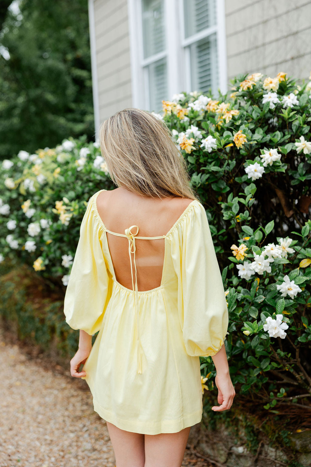 Open Back Puff Sleeve Dress