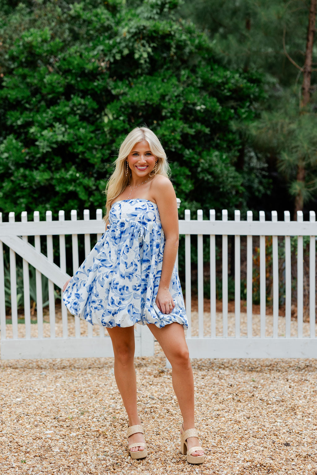 Eyelet Bubble Hem Mini Dress