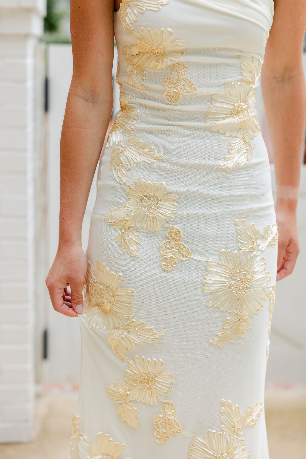 Off Shoulder Embroidered Maxi Dress