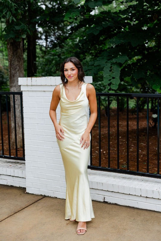 Cowl Neck Satin Dress