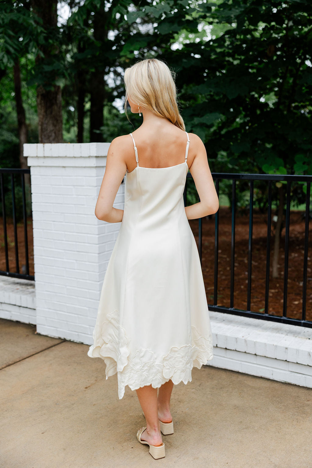 3D Floral Applique Midi Dress