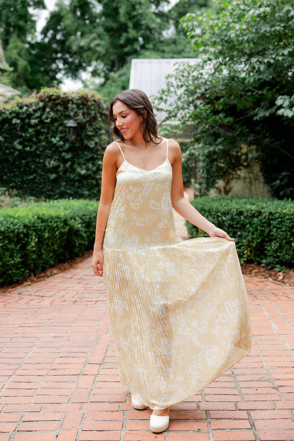 Satin Chiffon Pleated Dress