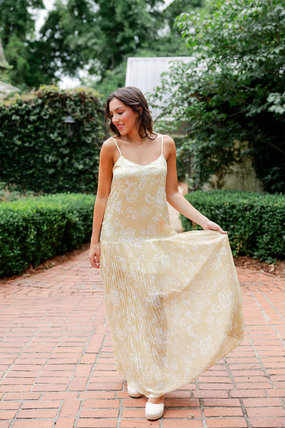 Satin Chiffon Pleated Dress
