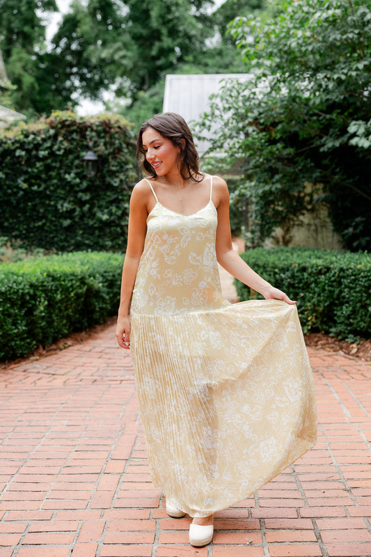 Satin Chiffon Pleated Dress