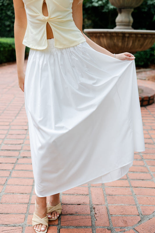 Shirred Midi Skirt