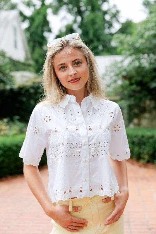 Puff Sleeve Embroidered Top