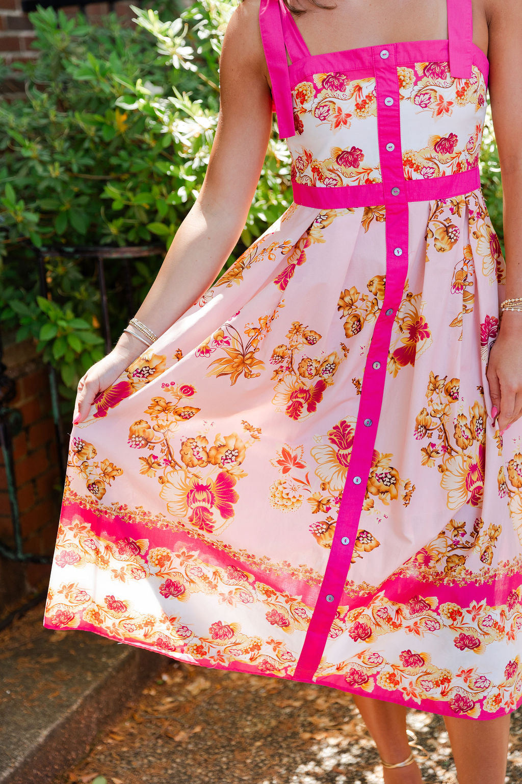 Tie Strap Floral Midi Dress