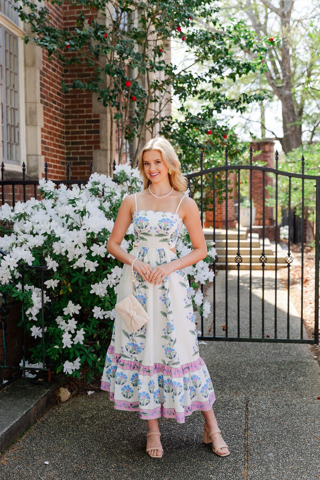 Floral Cut Out Midi Dress