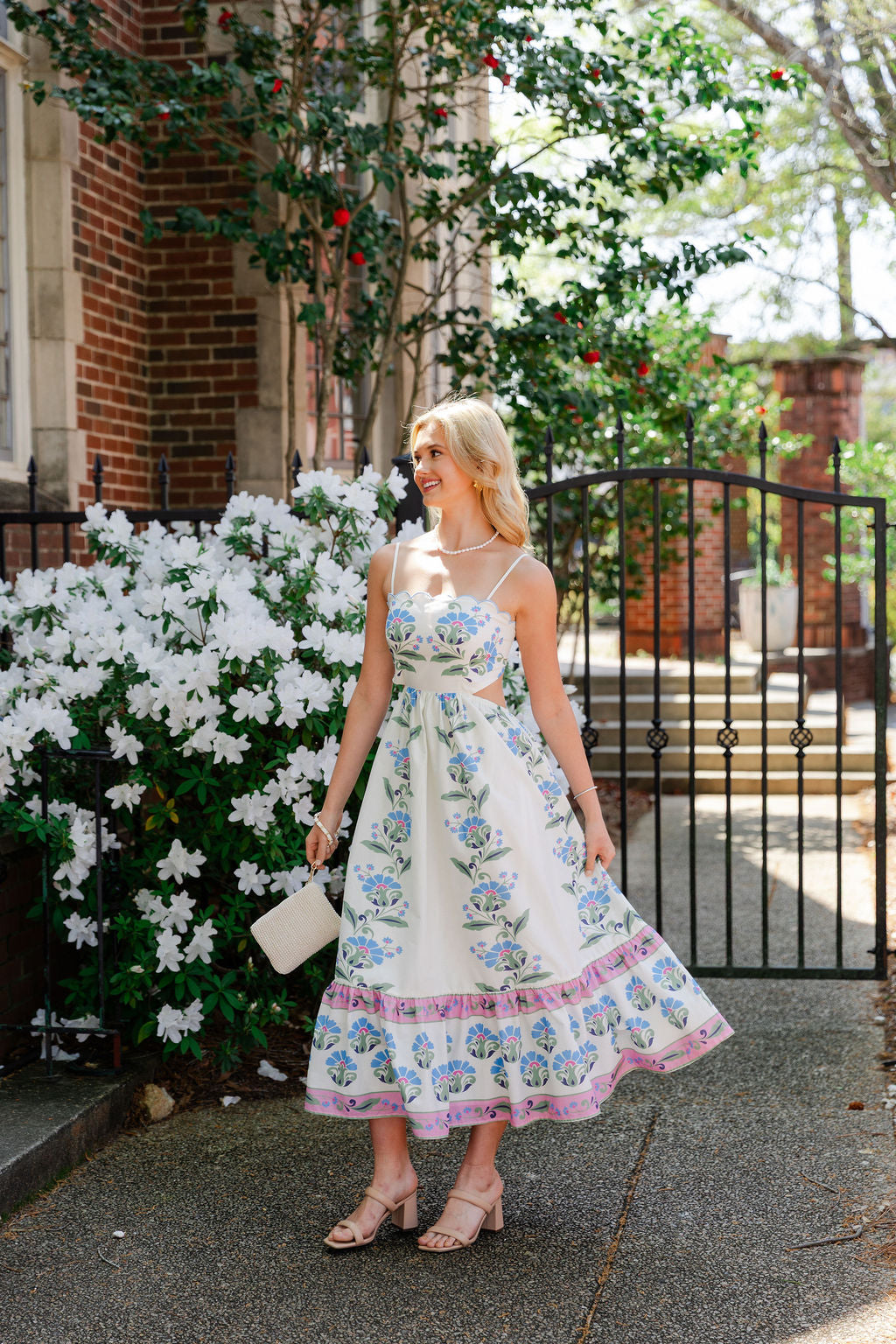 Floral Cut Out Midi Dress