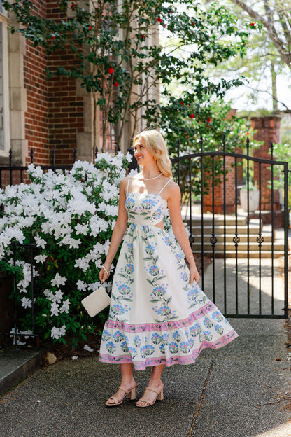 Floral Cut Out Midi Dress