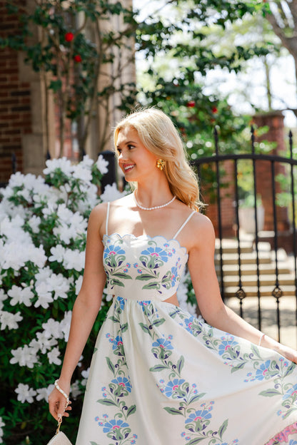 Floral Cut Out Midi Dress