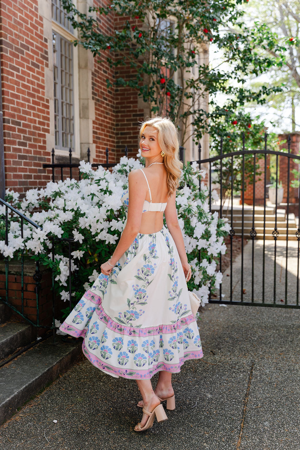 Floral Cut Out Midi Dress