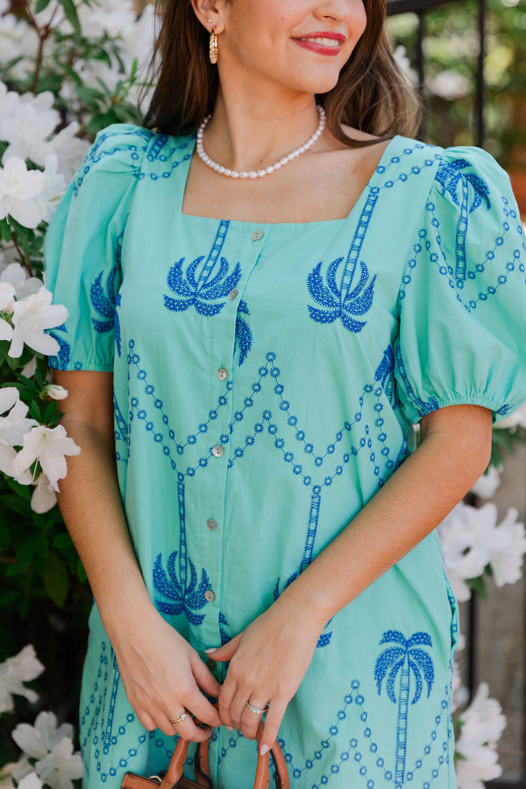 Contrast Embroidered Mini Dress