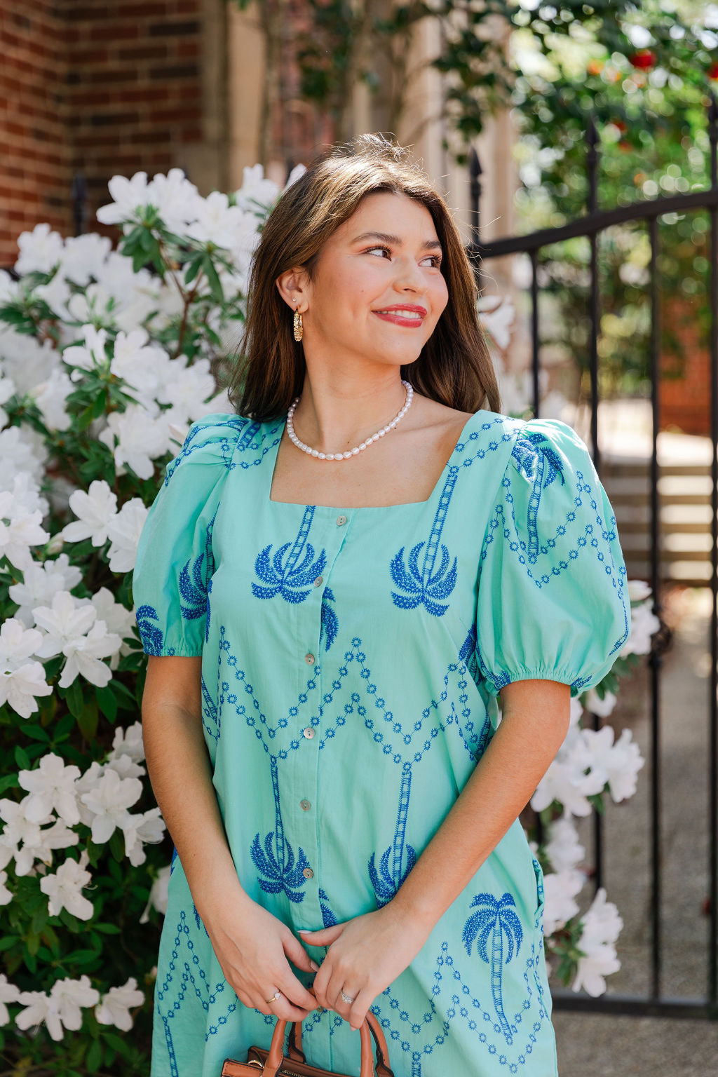 Contrast Embroidered Mini Dress