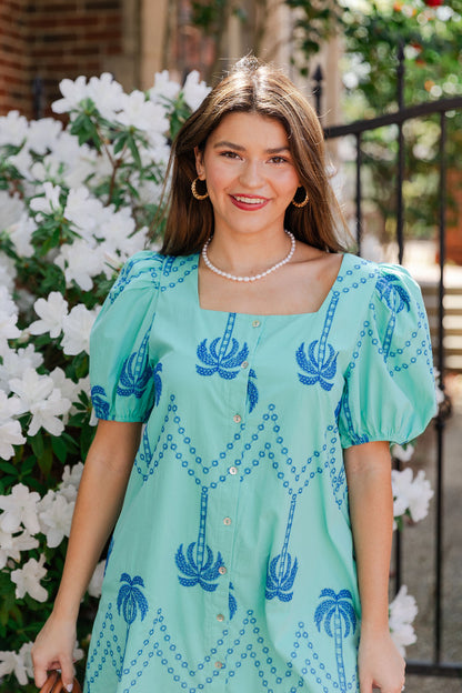 Contrast Embroidered Mini Dress