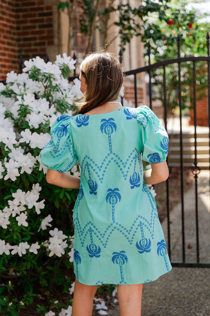 Contrast Embroidered Mini Dress