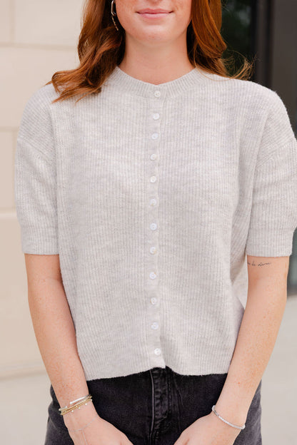 Knit Relaxed Short Sleeve Cardigan