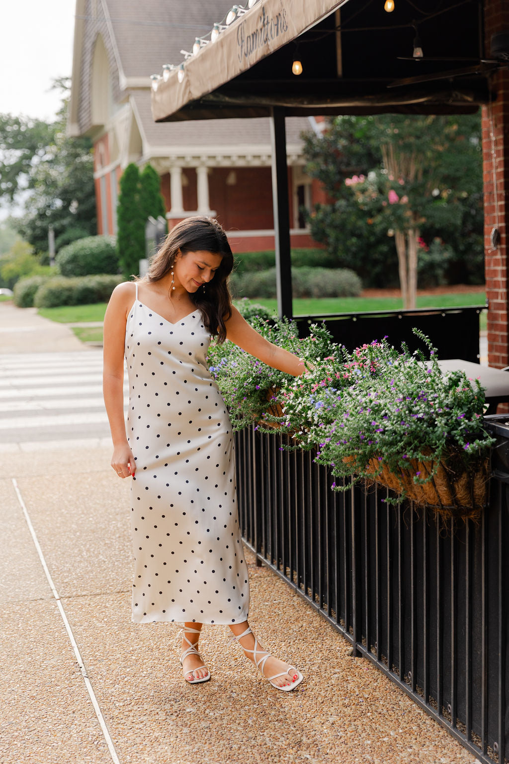 Polka Dot Satin Midi Dress