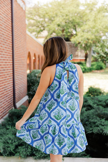 High Neck Floral Print Dress