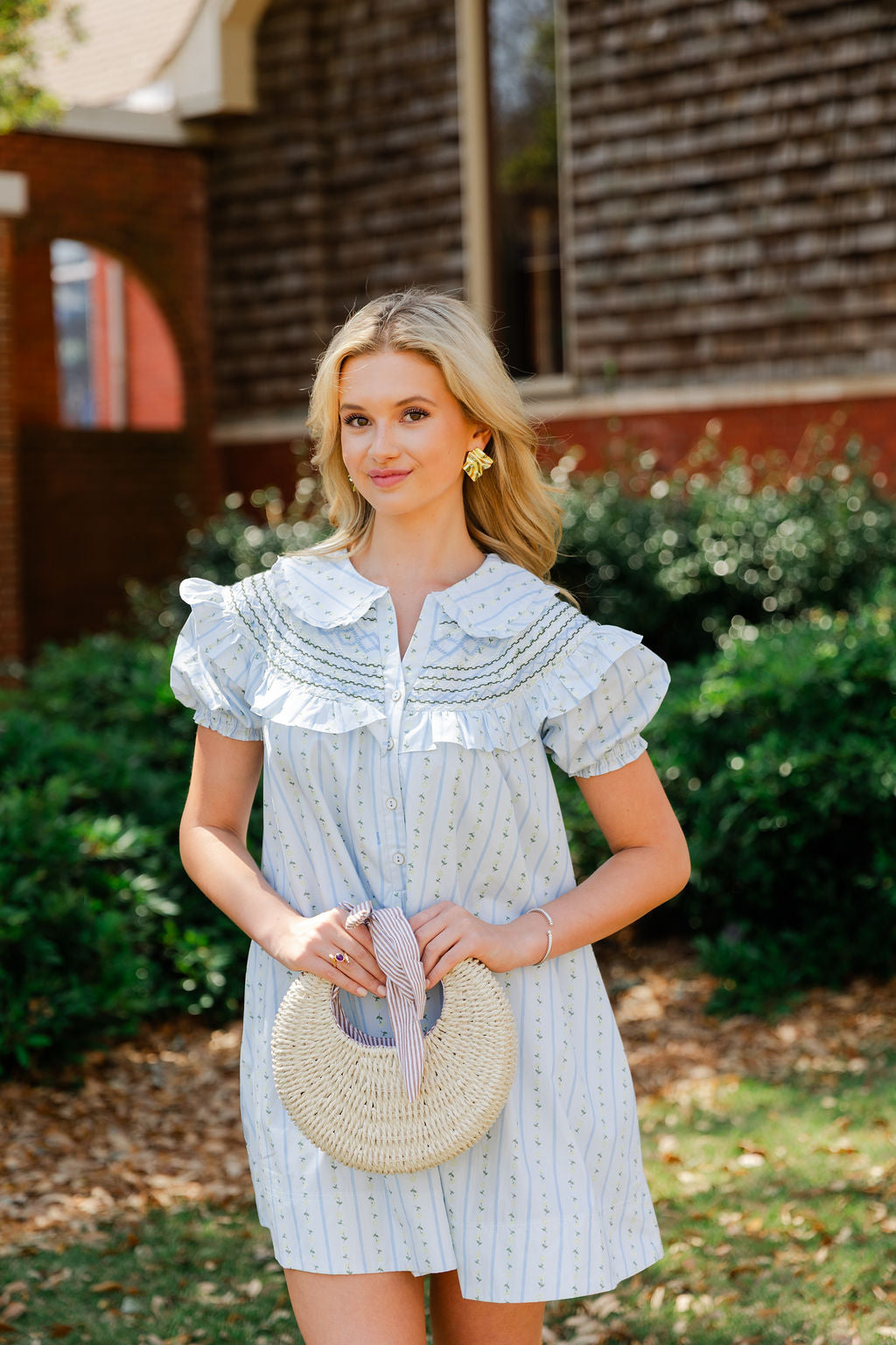 Floral Stripe Peter Pan Stitch Dress