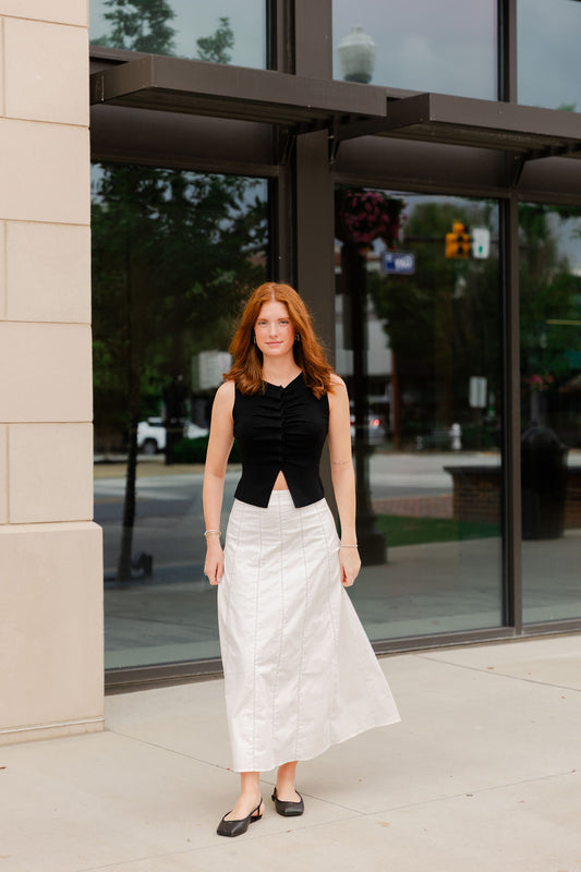 Contrast Stitching Maxi Skirt