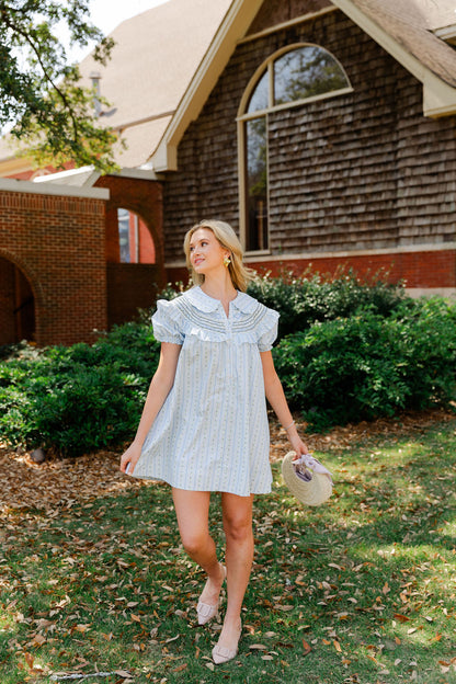 Floral Stripe Peter Pan Stitch Dress